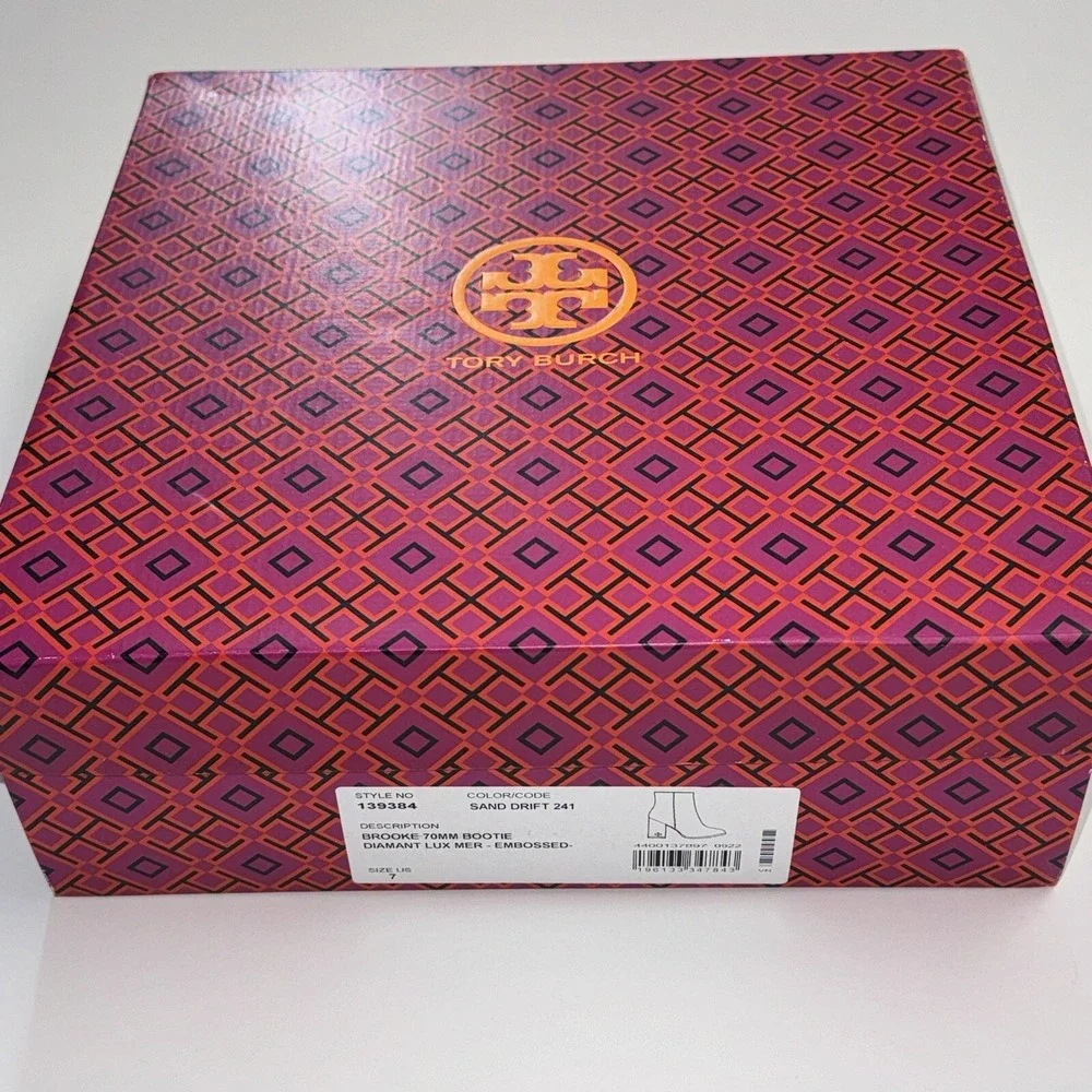 Tory Burch Brooke Bootie Ankle Boots 70MM Round Toe Leather Snake NEW Women's 6